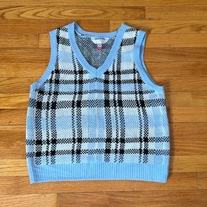 Blue,black and white vest